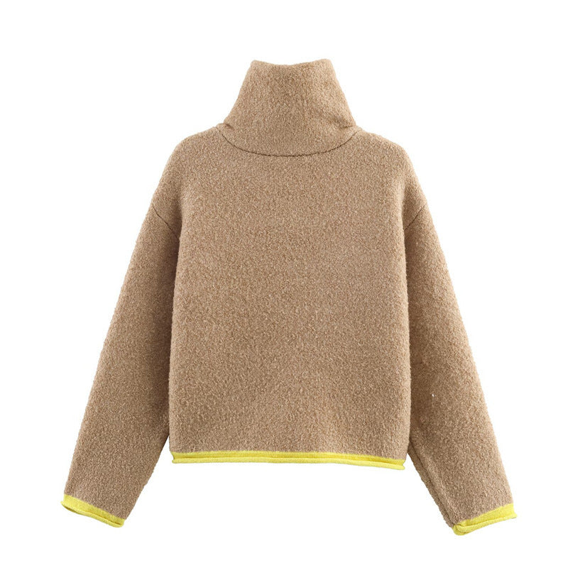 Damen Fleecejacke Oversized Hochkragen Praktische Taschen