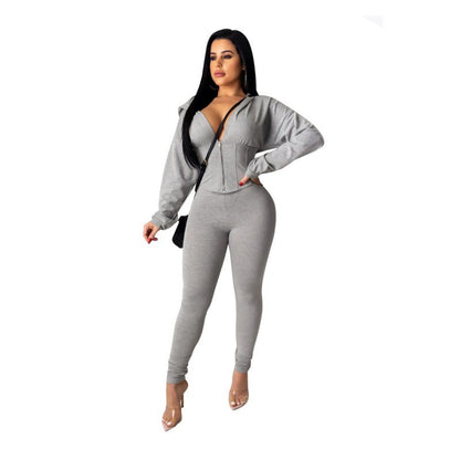 Damen Jumpsuit Reißverschluss Crop-