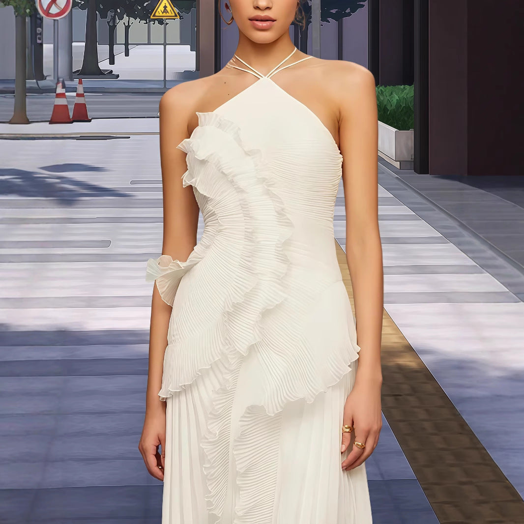 Damen Wickelkleid mit Faltenrock und Rüschendetails Eveloria