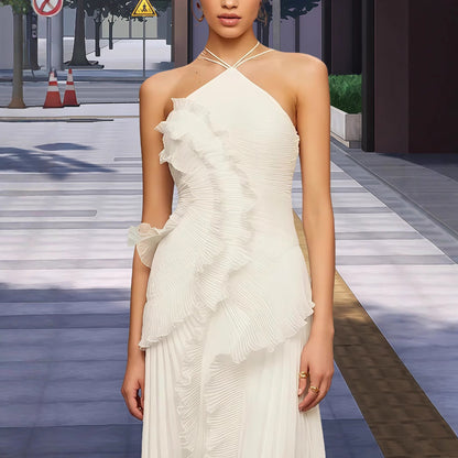 Damen Wickelkleid mit Faltenrock und Rüschendetails Eveloria