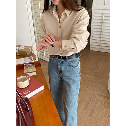 Damen Bluse Baumwollmix Knopfleiste Blau