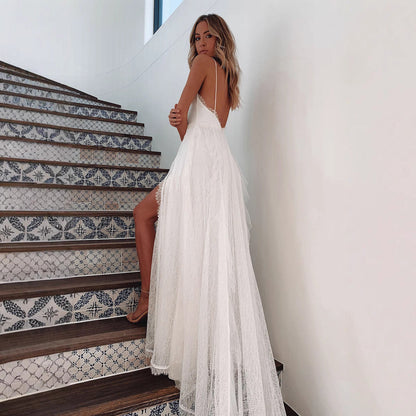 Damen Spitzenkleid V-Ausschnitt Volumöser Rock Eveloria
