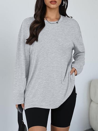 Damen Longsleeve T-Shirt mit Seitenschlitzen Eveloria
