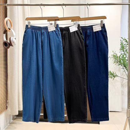 Damen Weite Jeans mit elastischem Bund Schwarz Eveloria - Eveloria