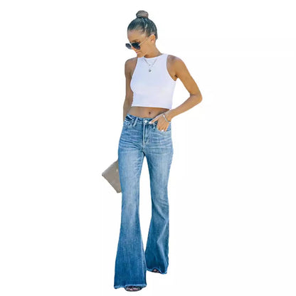 Damen High-Waist Jeans Flared Stil Eveloria