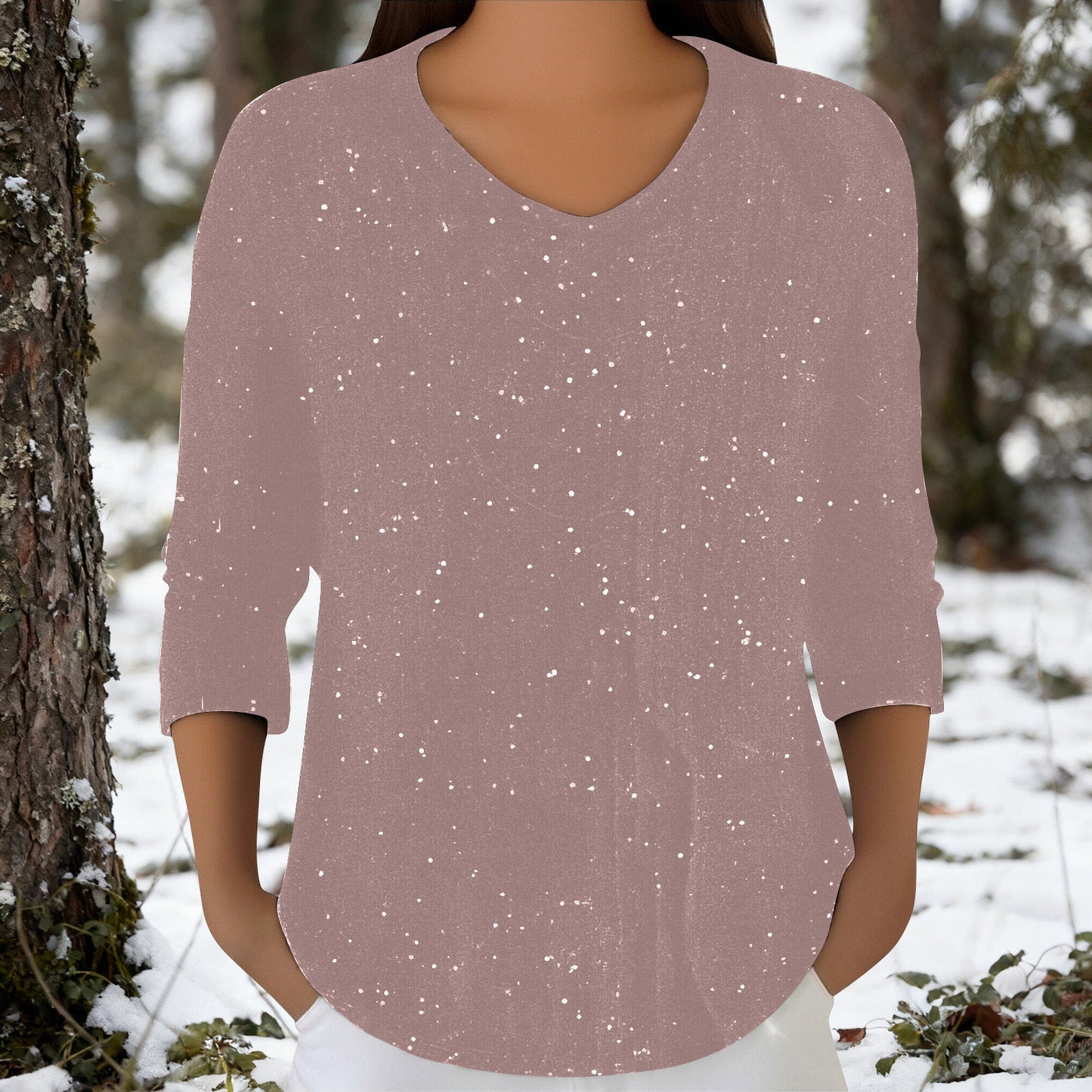 Damen Langarmshirt V-Ausschnitt Eveloria