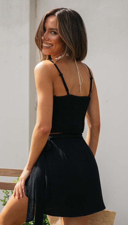 Damen Kleid Set Lässiger Schnitt Bindegürtel Eveloria
