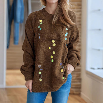 Damen Strickpullover mit Pailletten Eveloria