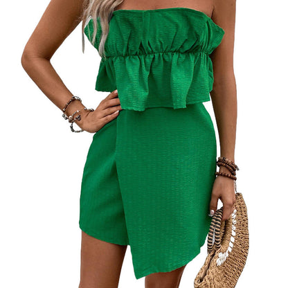 Damen Rüschenkleid Ärmellos Asymmetrisch Elastisch Eveloria