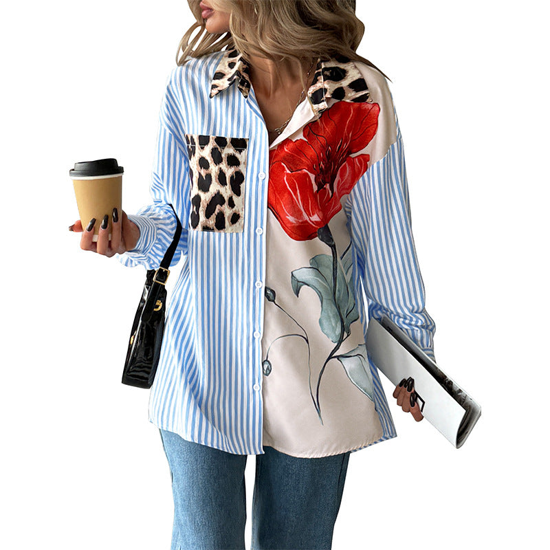 Damen Bluse Bunt Muster Unkonventioneller Schnitt Eveloria