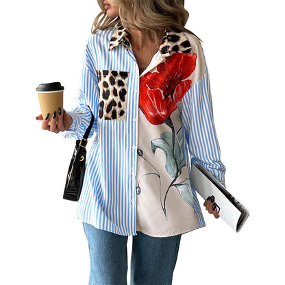 Damen Bluse Bunt Muster Unkonventioneller Schnitt Eveloria