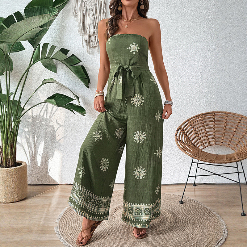 Damen Jumpsuit Taillengürtel Rüschen Eveloria