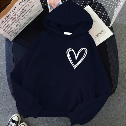 Damen Kapuzenpullover Herzmotiv Eveloria