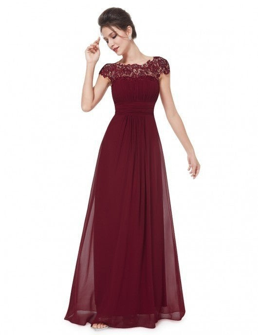 Damen Abendkleid Feine Spitze Fließender Rock Eveloria