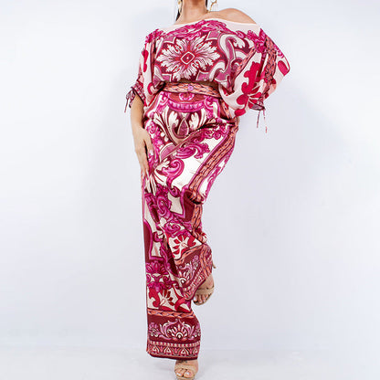 Damen Kombinationsoutfit Weites Bein Elegantes Muster Eveloria