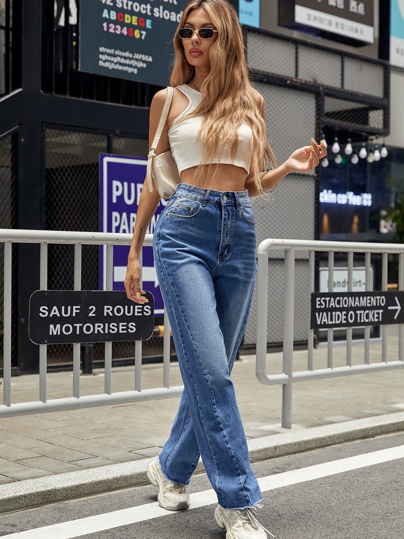 Damen High-Waist Jeans Bootcut klassisch Eveloria
