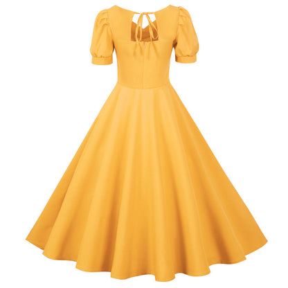 Damen Swingkleid mit Raffung und kurzen Ärmeln Eveloria