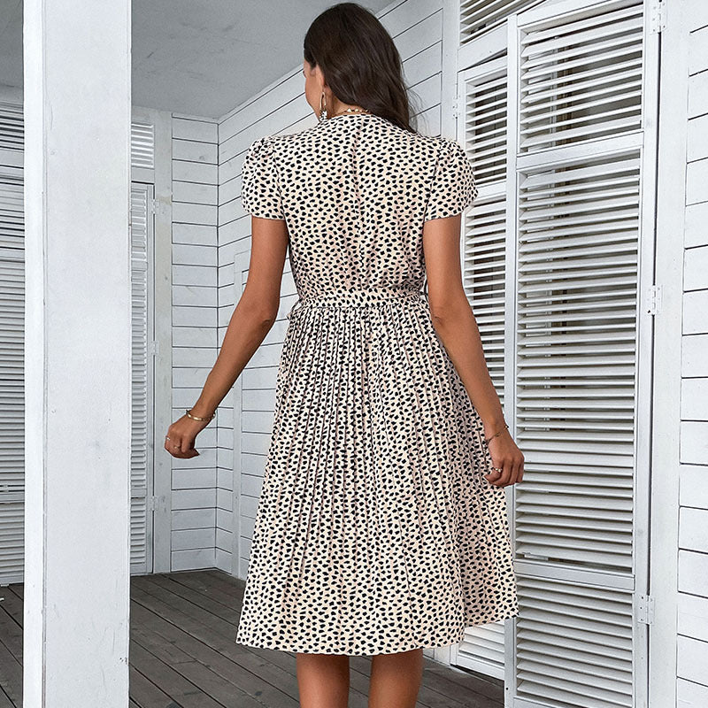 Damen Wickelkleid Figurschmeichelnd Punktmuster Eveloria