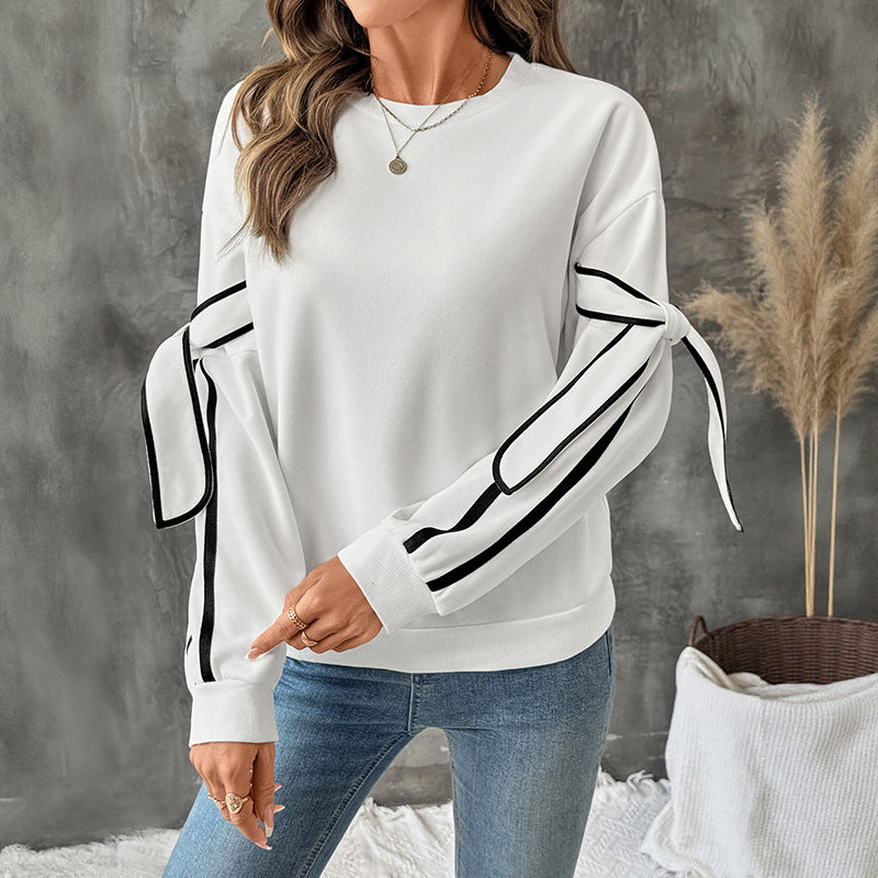 Damen Sweatshirt Streifen Schleifendesign Eveloria