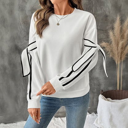 Damen Sweatshirt Streifen Schleifendesign Eveloria