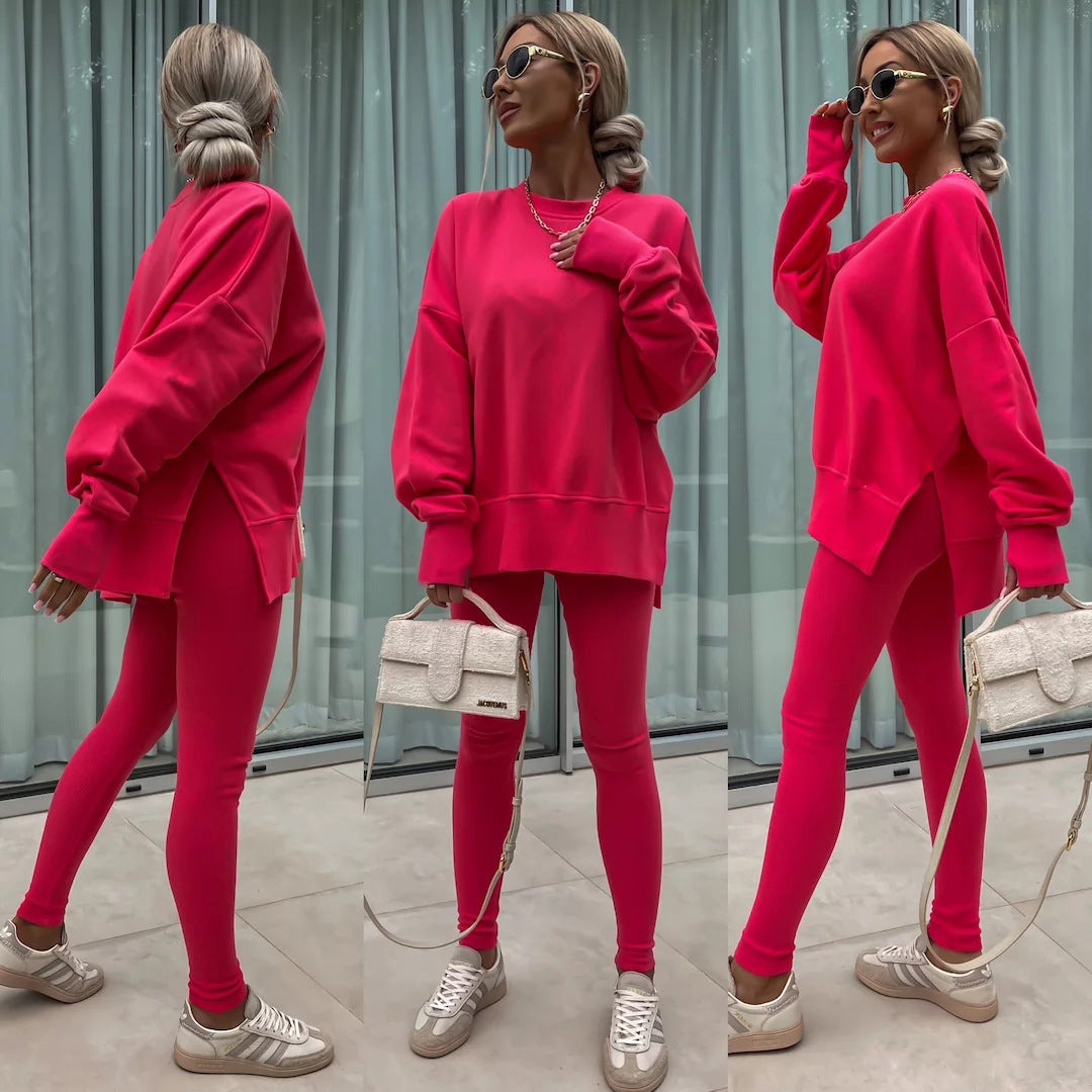 Damen Sport-Loungewear-Set Sweatshirt und Leggings Weite Passform