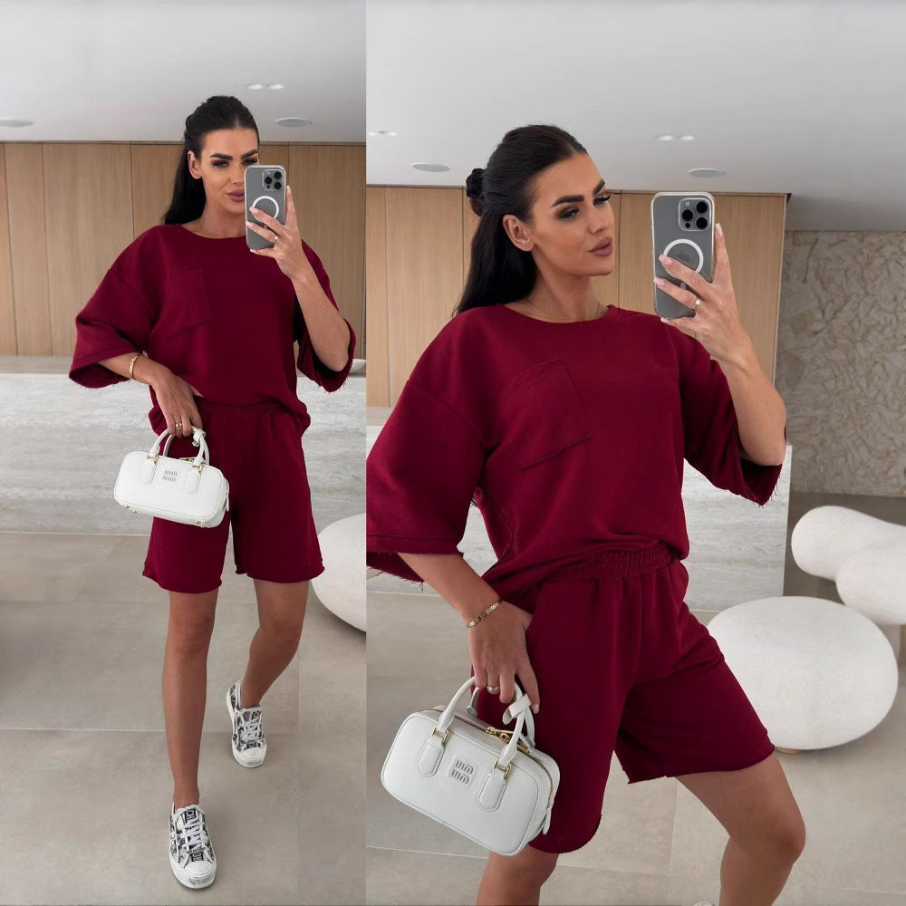 Damen Freizeitanzug Oversized T-Shirt und bequeme Shorts