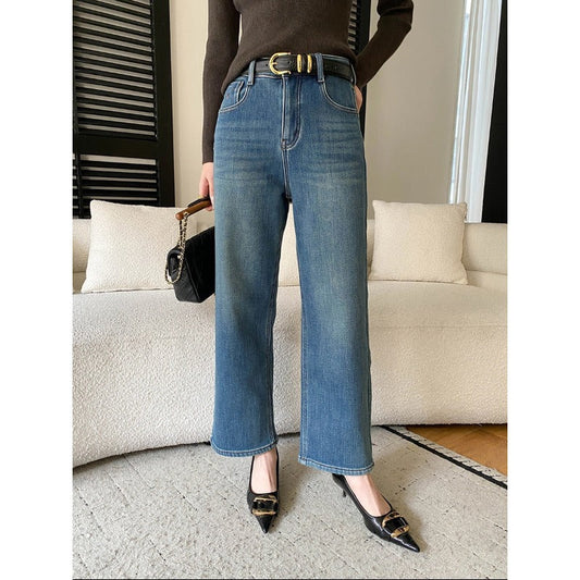 Damen High-Waist Jeans Lässiger Schnitt Weite Bein Nachhaltige - Eveloria