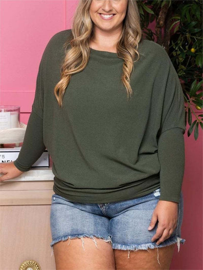 Damen Strickoberteil Lässig Weite Ärmel Rundhalsausschnitt