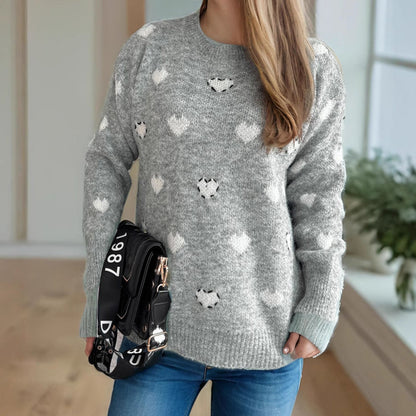 Damen Pullover Weich Herzdesign