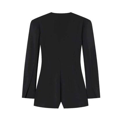 Damen Blazerjacke V-Ausschnitt Knopfdetails Eveloria