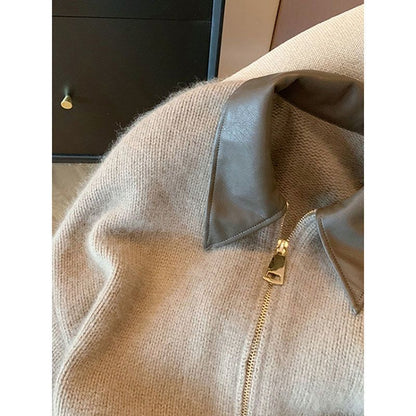 Damen Cropped Jacke Lederkragen Eveloria