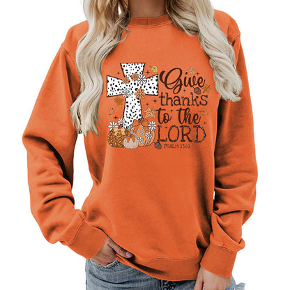 Damen Sweatshirt Kreuz-Aufdruck Herbstlich Braun Eveloria