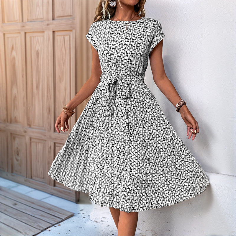 Damen Midikleid Asymmetrisch Dekorativer Bindegürtel Eveloria