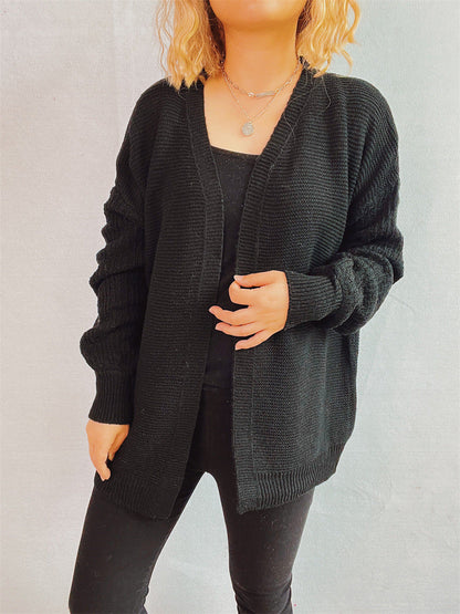 Damen Strickjacke Häkelmuster Offen Vorne Eveloria