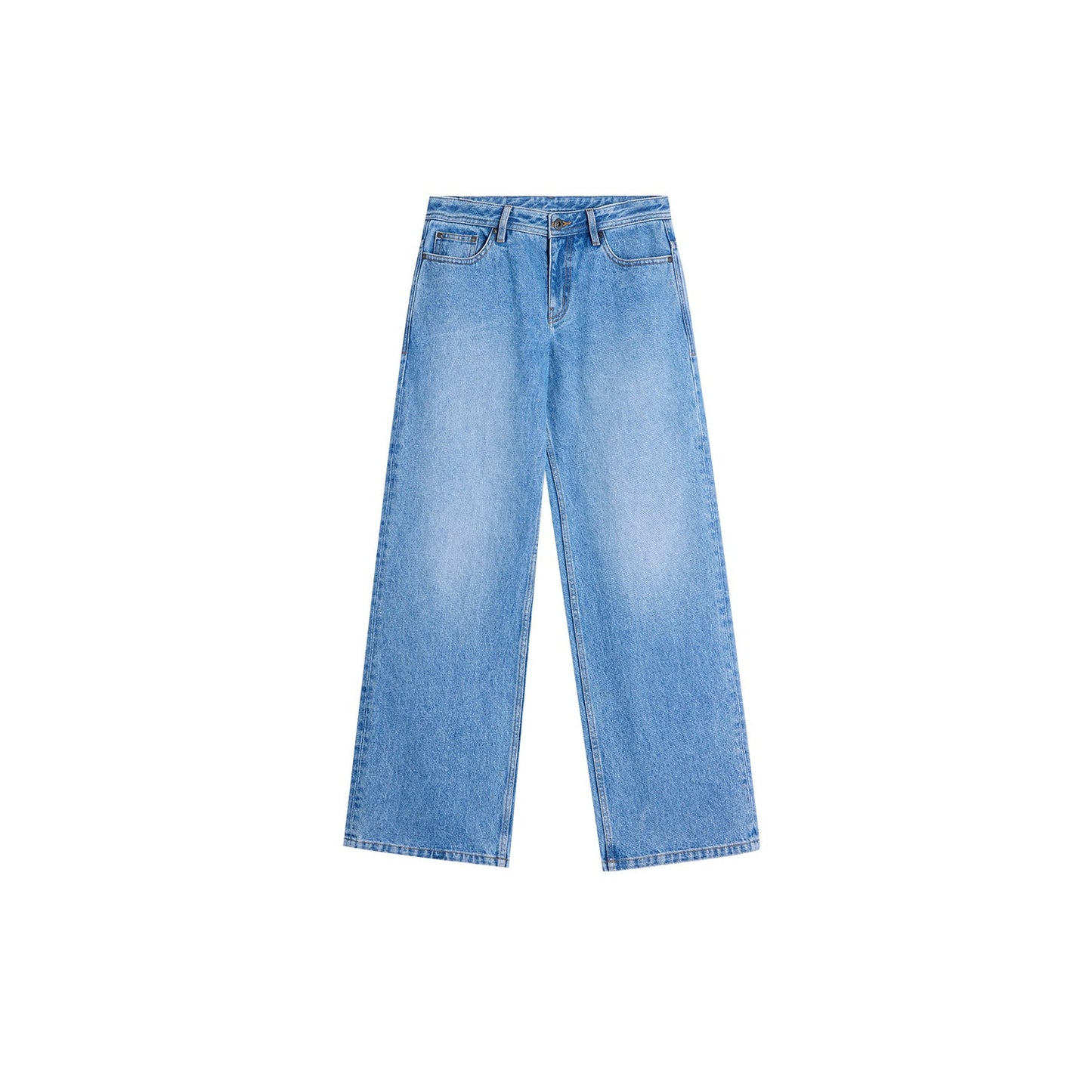Damen Weite Denim Jeans Lässiger Schnitt Blau Eveloria