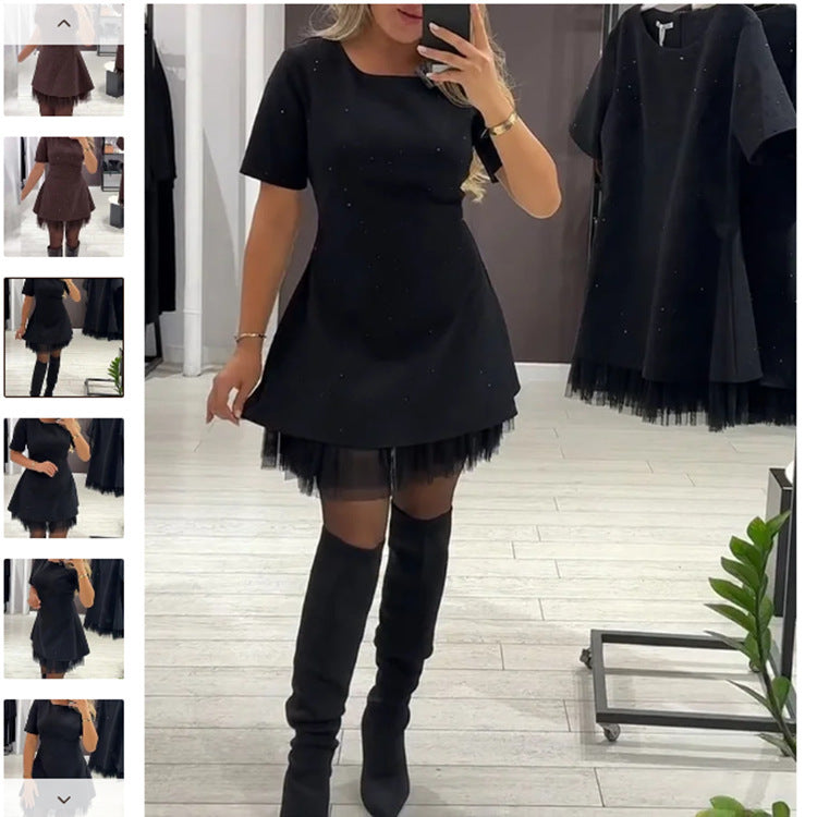 Damen Kleid mit Tüllsaum und schlichter Silhouette Eveloria