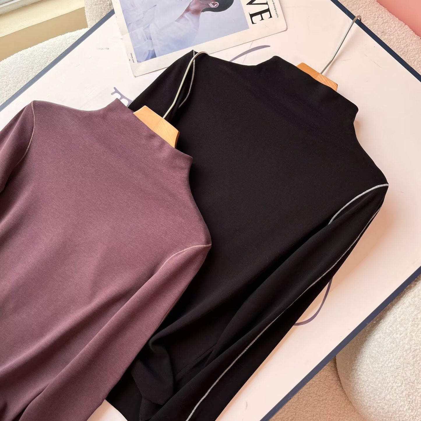Damen Langarm-Poloshirt Sportlich Eleganter Kragen Weiß Eveloria