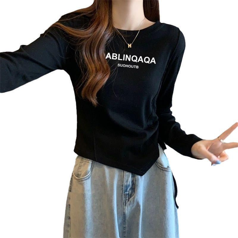 Damen Langarmshirt Kreativer Druck Lässiger Schnitt