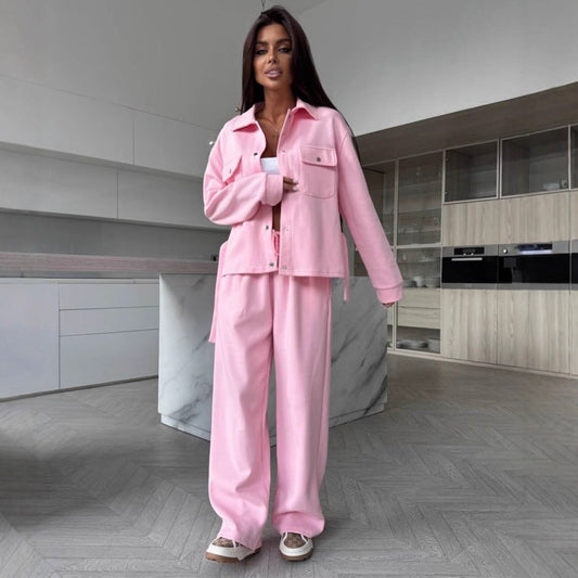Damen Zweiteiler-Set mit Knöpfjacke und Hose - Eveloria