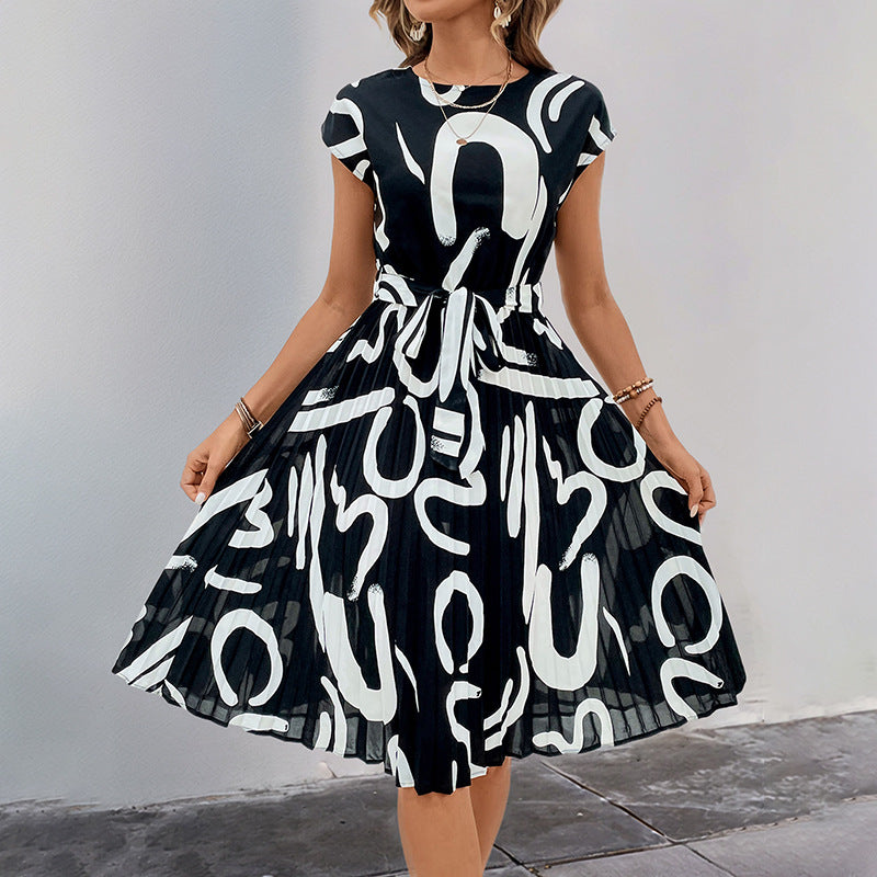 Damen Midikleid Asymmetrisch Dekorativer Bindegürtel Eveloria