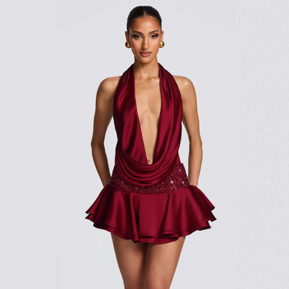 Damen Wickelkleid V-Ausschnitt Schwingrock Eveloria