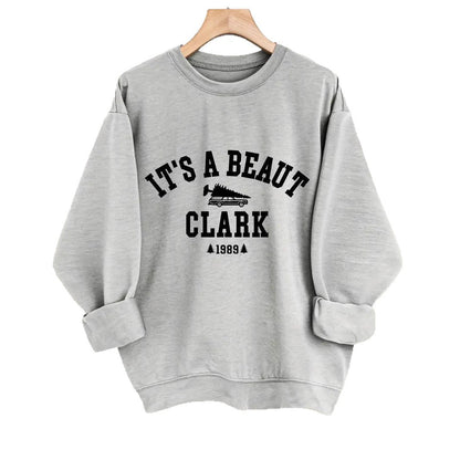 Damen Sweatshirt Lässiger Schriftzug Bequemer Schnitt Grau Eveloria