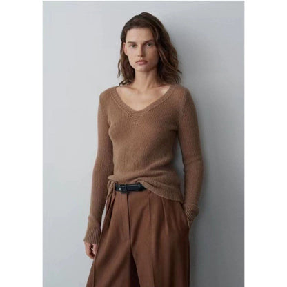 Damen Pullover V-Ausschnitt Kuschelweiß - Eveloria
