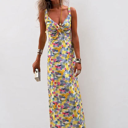 Damen Maxikleid Wickeldesign Floralmuster Eveloria - Eveloria