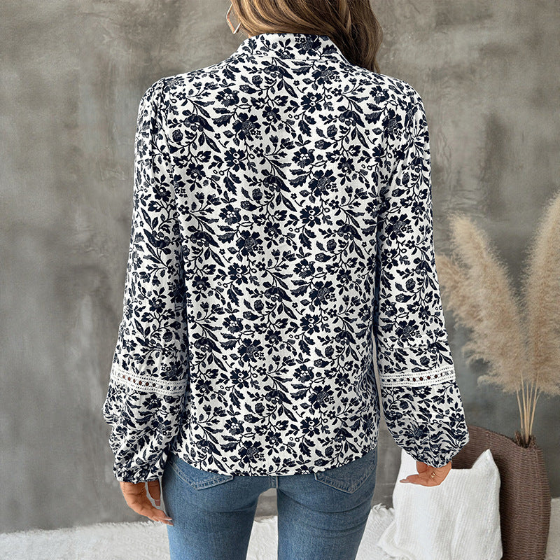 Damen Bluse Langärmelig Floralmuster Eveloria