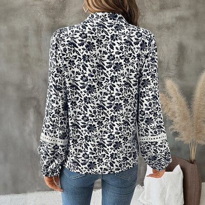 Damen Bluse Langärmelig Floralmuster Eveloria
