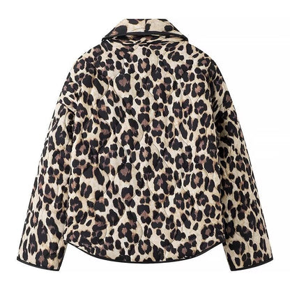 Damen Steppjacke Leo-Muster mit Taschen Eveloria