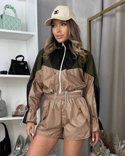 Damen Sportanzug Elastisch Mit Kontrastdetails