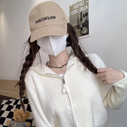 Damen Strickjacke Leicht Hoodie Reißverschluss Grau