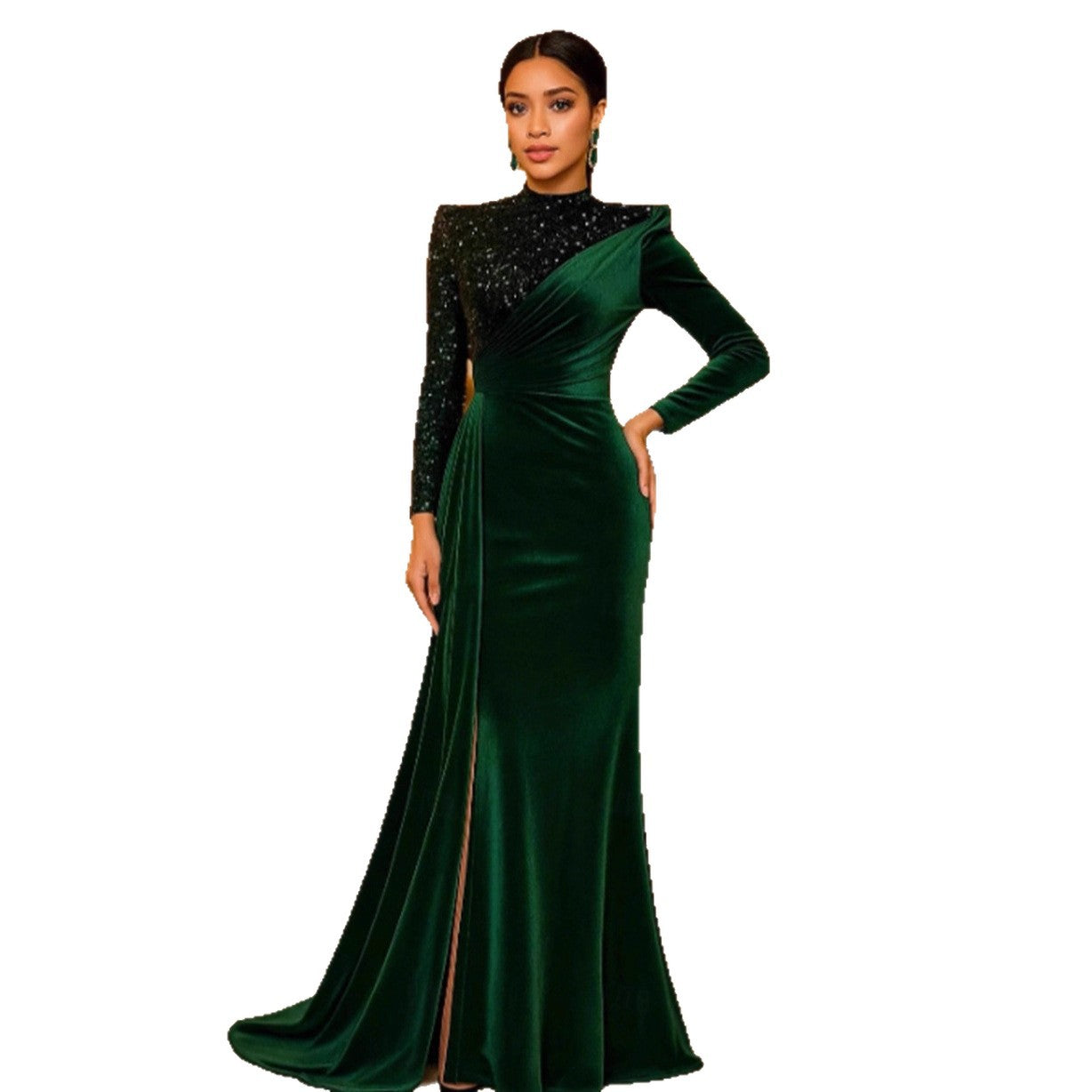 Damen Abendkleid Schimmerndes Oberteil Raffinierte Drapierung Eveloria